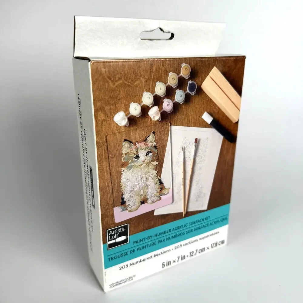Fuzzy Kitten Paint By Number Acrylic Surface Kit Long Haired Cat Artist's Loft